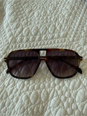Tortoiseshell Square Aviator Women's Sunglasses - Brown Lenses